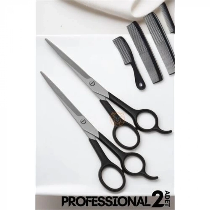 Mey İthalat® Berber Makası 2 ADET Profesyonel 6.5 inç Çelik