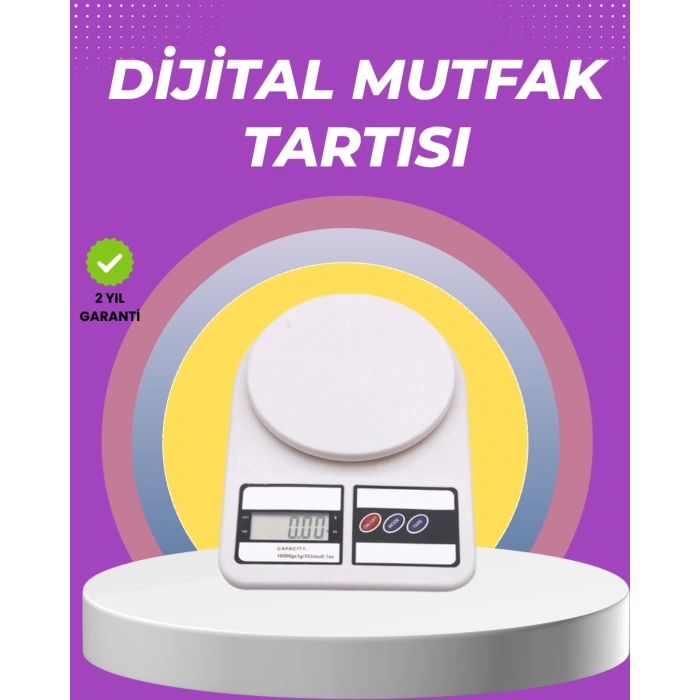 Mey İthalat® Beyaz Plastik Dijital Mutfak Tartısı – 24x16.8x1.5cm