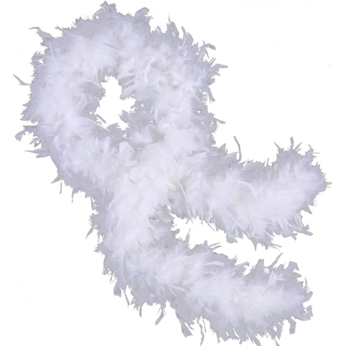 Mey İthalat® Beyaz Renk Kabarık Kalın Otriş Boa Tüy 6 cm Genişlik 180-200 cm Uzunluk