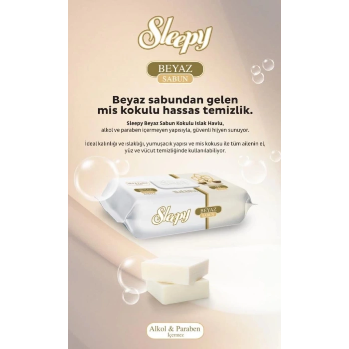 Mey İthalat®   Beyaz Sabun Kokulu Islak Havlu Mendil 90 Adet