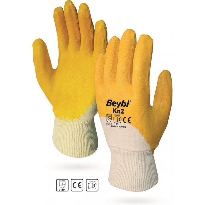 Mey İthalat® Beybi KN2 No:10 Sarı Nitril Pamuk Eldiven