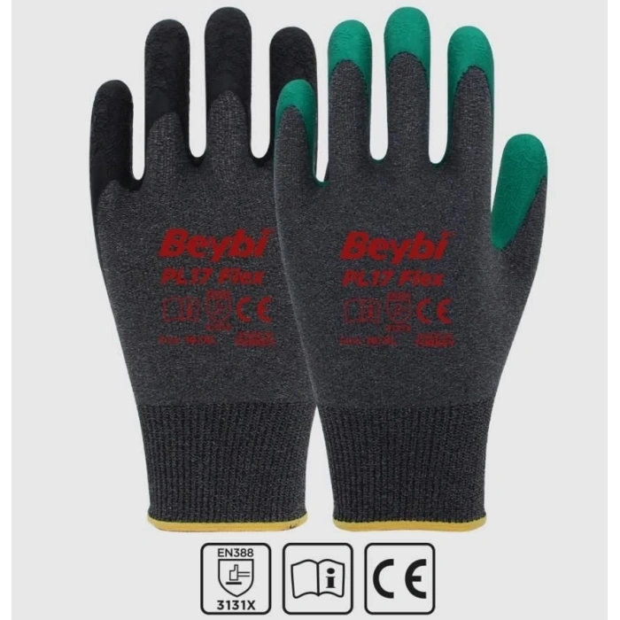 Mey İthalat® Beybi PL17 Flex Likralı İpten Örme Lateks Eldiven NO:10
