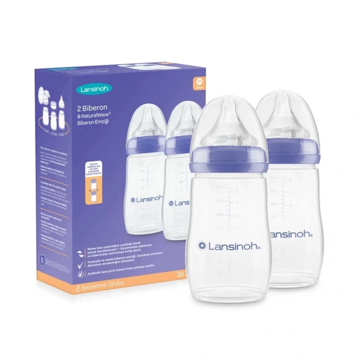 Mey İthalat®   Biberon 2Li Natural Wawa Biberon Emziği 240 ml