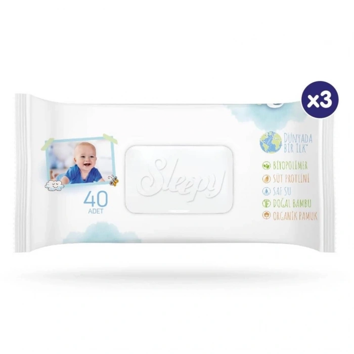Mey İthalat®   Bio Natural Islak Havlu Mendil 3x40 120 Yaprak