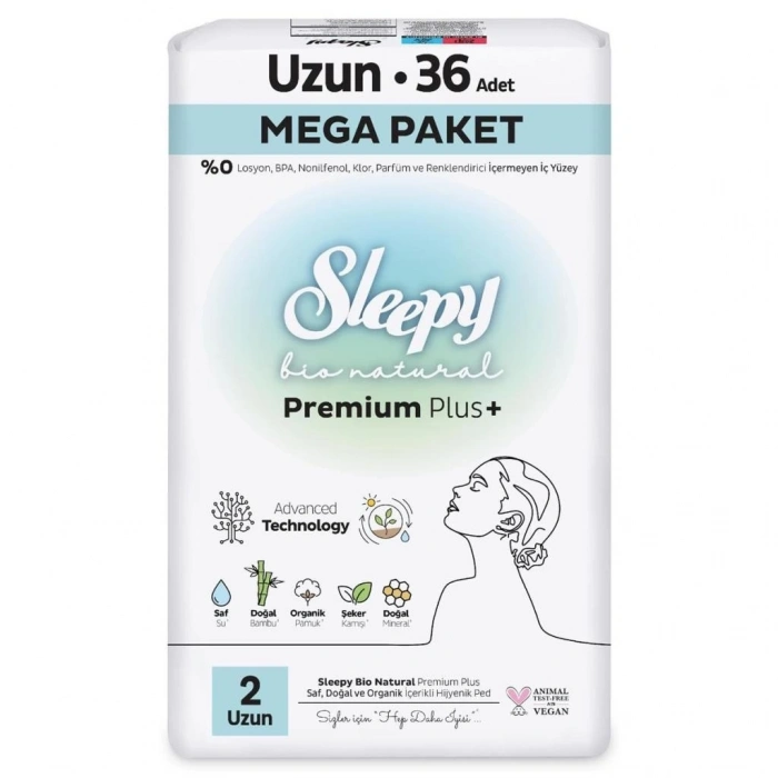 Mey İthalat®   Bio Natural Premium Plus Mega Uzun Ped 36 Adet