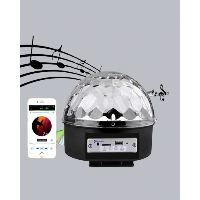 Mey İthalat® Bluetooth Hoparlörlü LED Disko Işığı Müzik Ritim Duyarlı ve Taşınabilir