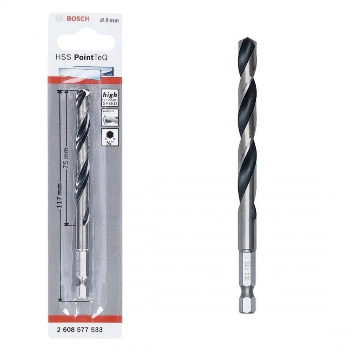 Mey İthalat® Bosch Pointteq Altıgen Şaftlı Hss Matkap Ucu 8 mm