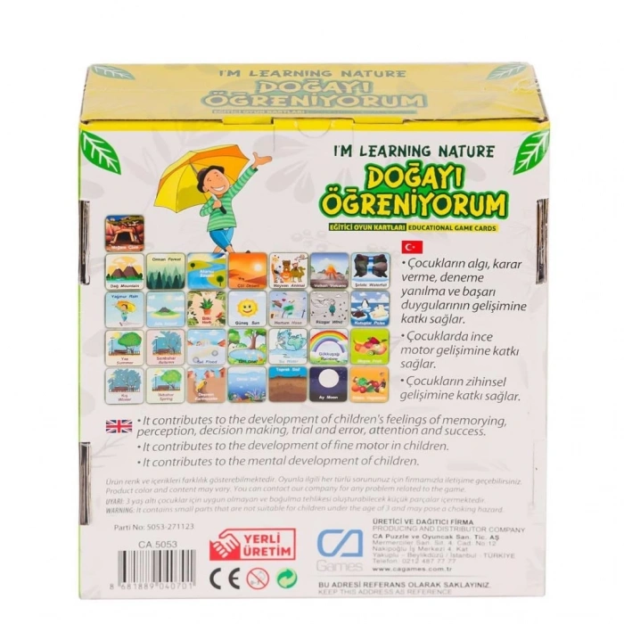 Mey İthalat® CAEGT-5053 Doğayı Öğreniyorum Eğitici Oyun Kartları -