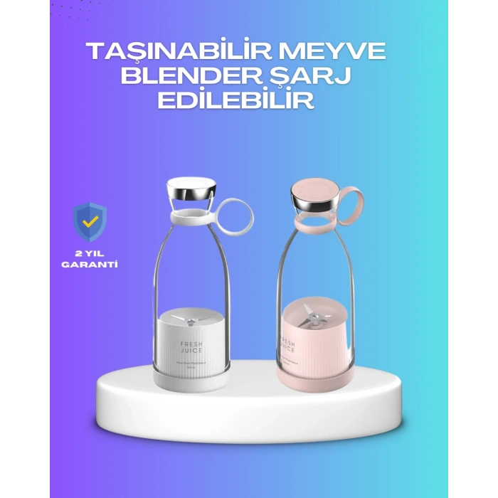 Mey İthalat® Çevre Dostu Cam Gövdeli Kablosuz Smoothie Blender