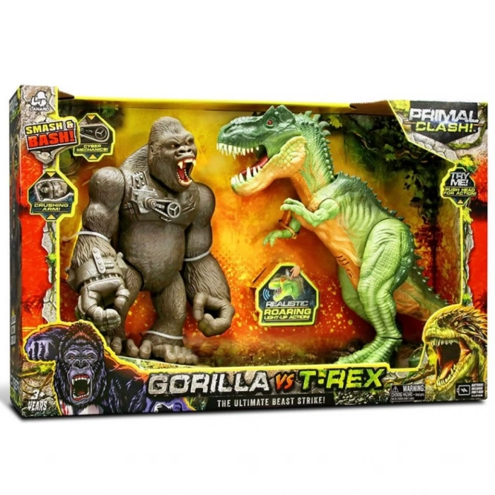 Mey İthalat®  Clash Gorilla vs T-rex Sesli Işıklı Oyun Seti