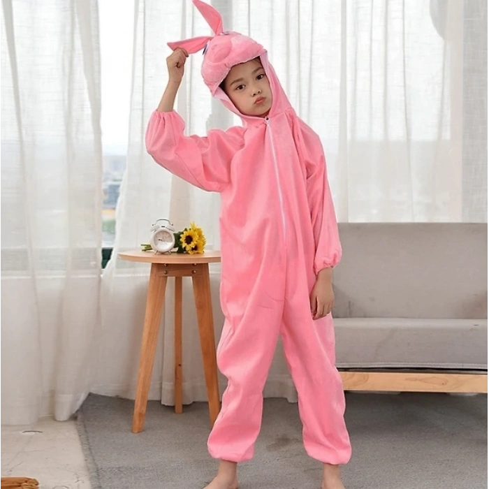 Mey İthalat® Çocuk Tavşan Kostümü Pembe Renk 4-5 Yaş 100 cm