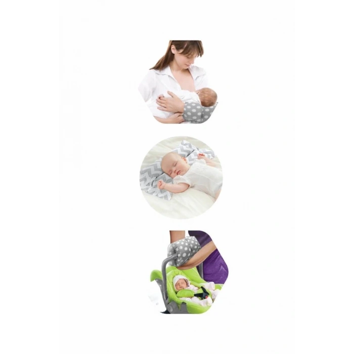 Mey İthalat®  Çok Amaçlı Emzirme Yastığı 523 Gri Zigzag