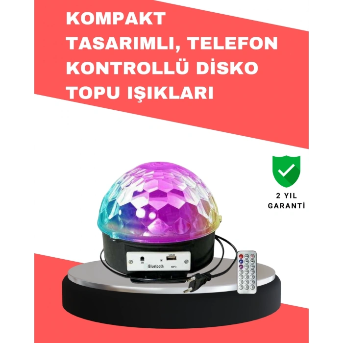 Mey İthalat® Çok Renkli LED Masaüstü Disko Topu Parti Aydınlatma Cihazı