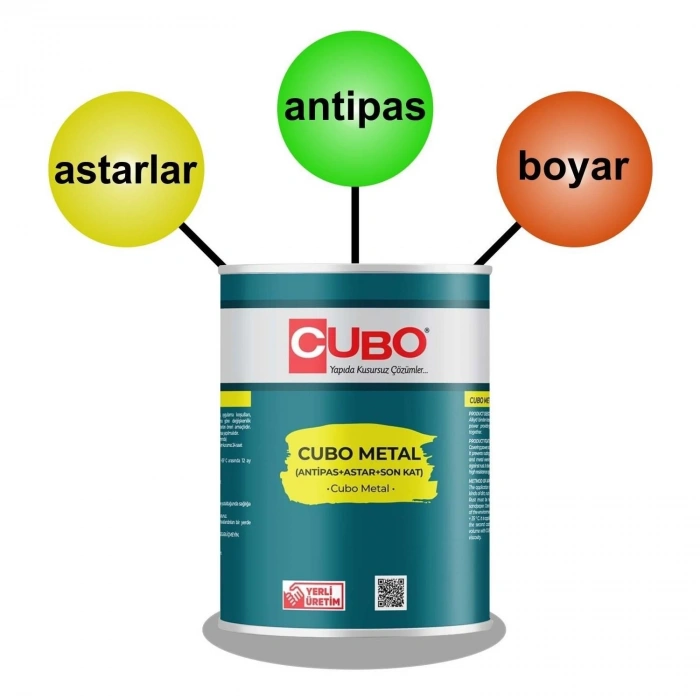 Mey İthalat® Cubo Metal Pas Boyası Beyaz 0,75 Litre