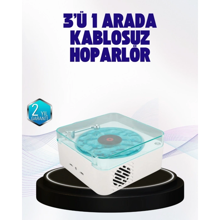 Mey İthalat® Dekoratif Gece Işıklı Bluetooth Hoparlör – Zaman ve Pil Ekranlı