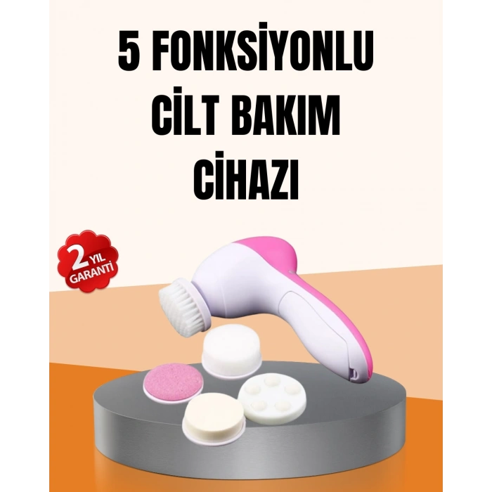 Mey İthalat® Derin Temizleme ve Masaj İçin 5 Başlıklı Yüz Cilt Bakım Aleti