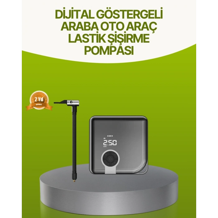 Mey İthalat® Dijital Ekranlı Taşınabilir Akıllı Araç Hava Kompresörü