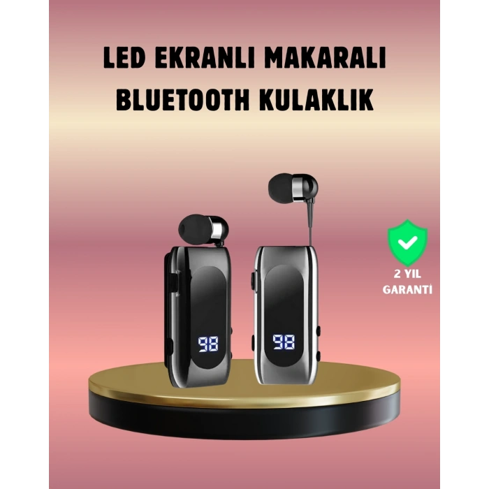 Mey İthalat® Dijital Göstergeli Bluetooth Kulaklık – Klipsli ve Şık Tasarım