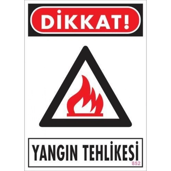 Mey İthalat® Dikkat Yangın Tehlikesi Uyarı Levhası 25x35 KOD:852