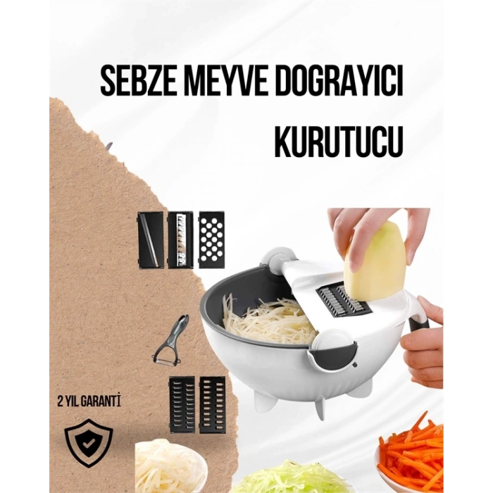 Mey İthalat® Döner Mekanizmalı Rende Bıçaklı Sebze Dilimleyici Seti