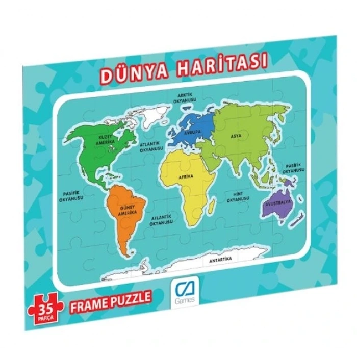 Mey İthalat® Dünya Haritası Frame Puzzle 35 Parça