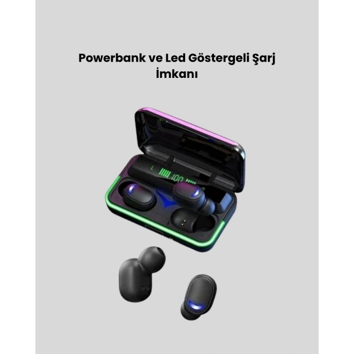 Mey İthalat® E10 Kablosuz Bluetooth Kulaklık – 3D Ses, Powerbank Şarj Kutusu