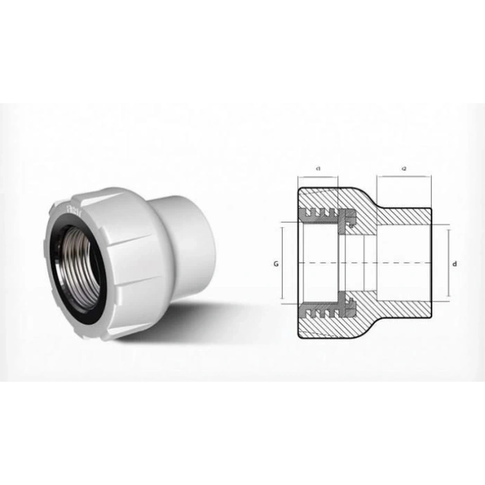 Mey İthalat® Ege Yıldız PPRC 25X1/2 Dişi Adaptör Gri