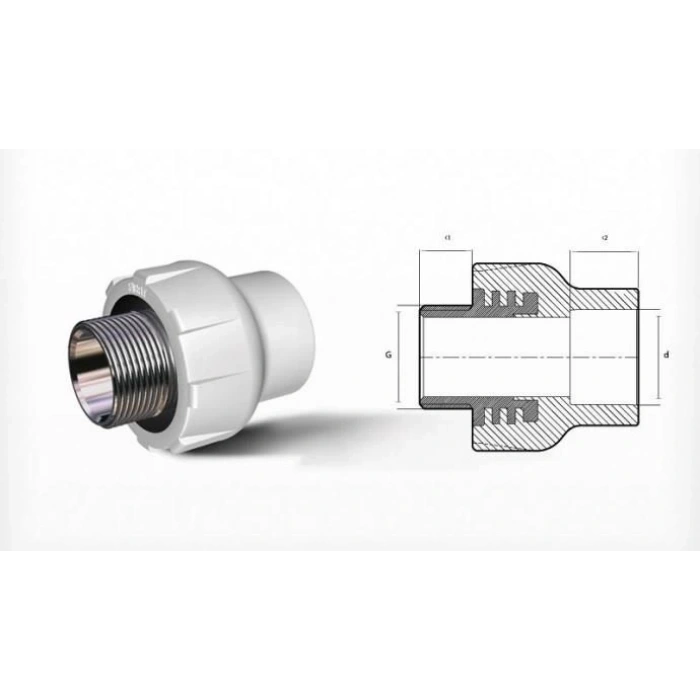 Mey İthalat® Ege Yıldız PPRC 50X1 1/2 Erkek Adaptör Gri