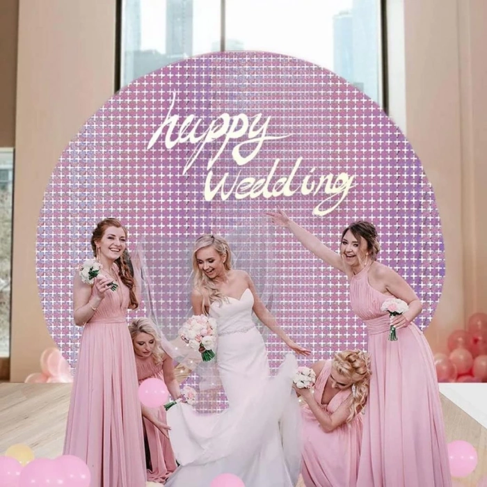 Mey İthalat®  Ekstra Metalize Rose Gold Renk Disko Dikdörtgen Kesim Kapı Perdesi Dekorasyon 1x2 Metre