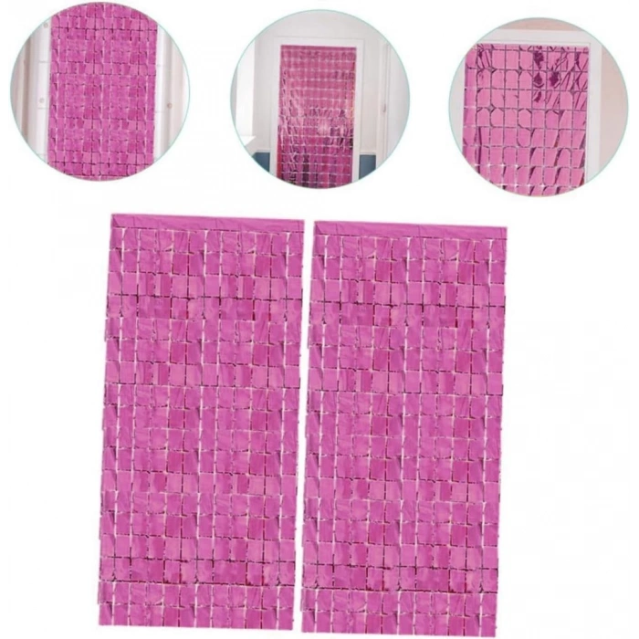 Mey İthalat®  Ekstra Metalize Rose Gold Renk Disko Dikdörtgen Kesim Kapı Perdesi Dekorasyon 1x2 Metre