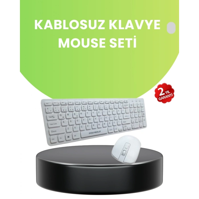 Mey İthalat® Ergonomik Kablosuz Klavye Mouse Takımı - Tam Boy, Sessiz ve Güvenilir