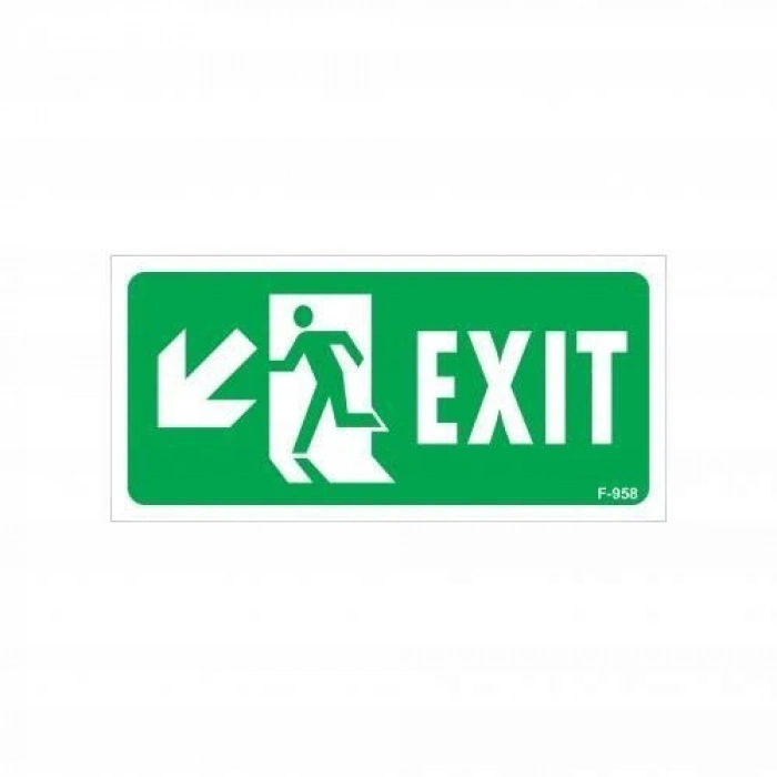 Mey İthalat® Exit Sol Aşağı Uyarı Levhası 17,5x25 KOD:958