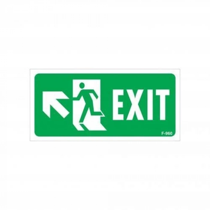 Mey İthalat® Exit Sol Yukarıı Uyarı Levhası 17,5x25 KOD:960