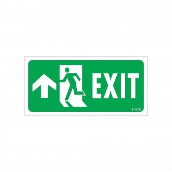 Mey İthalat® Exit Yukarı Sol Ok İşaretli Uyarı Levhası 17,5x25 KOD:956