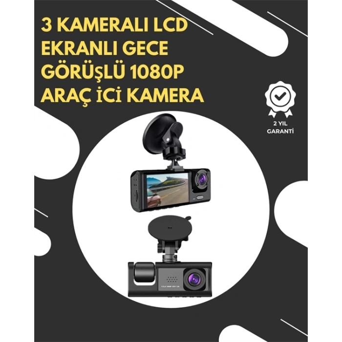 Mey İthalat® G-Sensör ve Hareket Algılama Destekli 1080p Araç İçi Güvenlik Kamerası