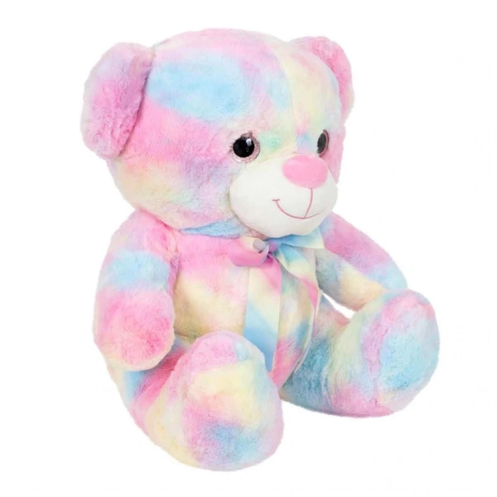 Mey İthalat®  Gökkuşağı Renkli Peluş Ayı 45 cm
