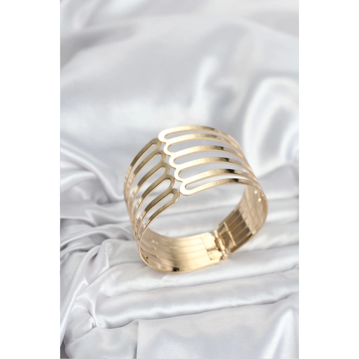 Mey İthalat® Gold Renk Pirinç Kaburga Model Kadın Bileklik