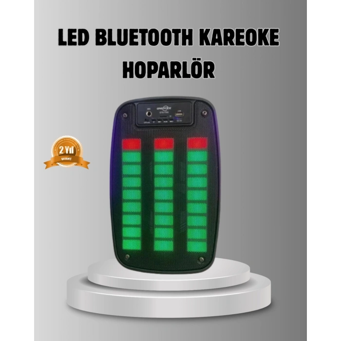 Mey İthalat® GTS 1793 Işıklı 6.5 İnç Kablosuz Hoparlör Bluetooth, USB ve FM Özellikli