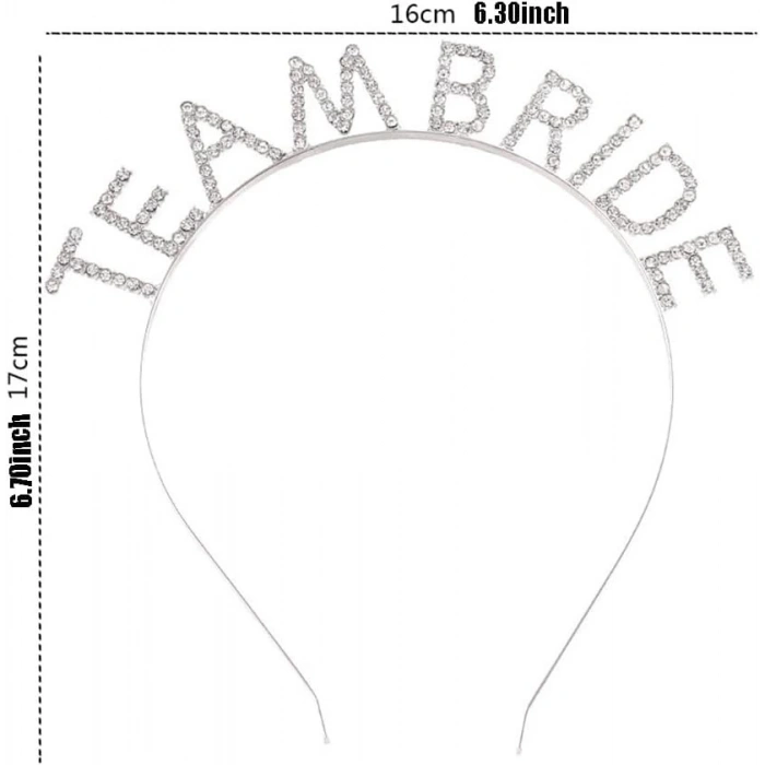 Mey İthalat® Gümüş Kaplama Kristal Taşlı Team Bride Taç 16x17 cm