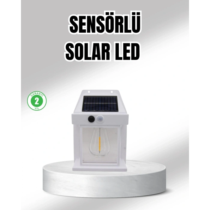 Mey İthalat® Güneş Enerjili Dış Mekan Sensörlü Duvar Lambası IP65 Su Geçirmez