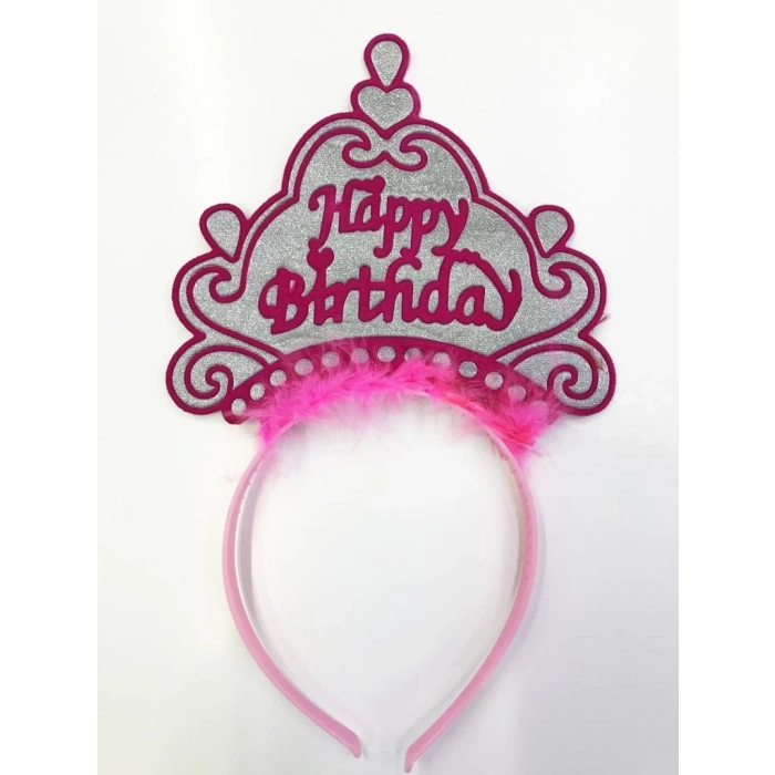 Mey İthalat® Happy Birthday Yazılı Neon Renk Taç 12 Adet
