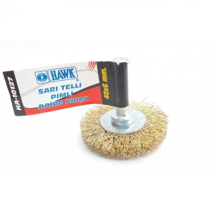 Mey İthalat® Hawk HA10127 Pimli Sarı Tel Daire Fırça 40x6 mm