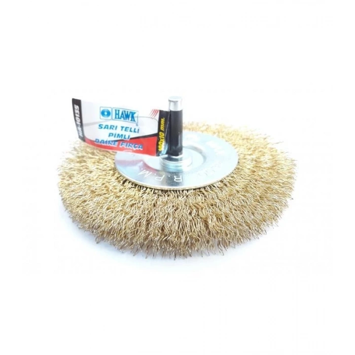 Mey İthalat® Hawk HA10135 Pimli Sarı Tel Daire Fırça 100x10 mm