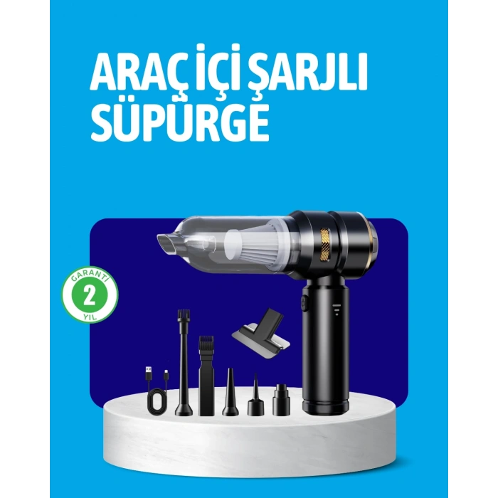 Mey İthalat® HEPA Filtreli Sessiz Çalışan Kablosuz Şarjlı Mini Süpürge