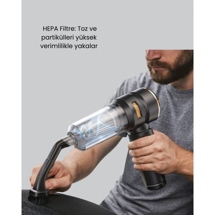 Mey İthalat® HEPA Filtreli Sessiz Çalışan Kablosuz Şarjlı Mini Süpürge
