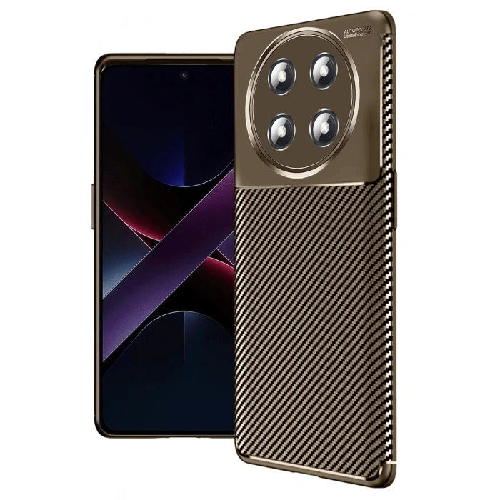 Mey İthalat®  Honor Magic 7 Lite Kılıf Auto Focus Karbon Kapak - Kahverengi