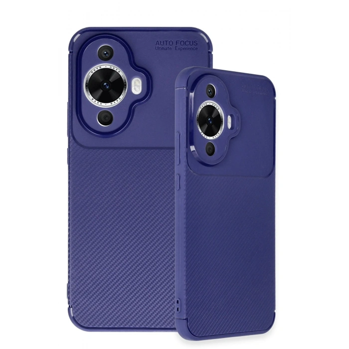 Mey İthalat®  Huawei Nova 12S Kılıf Auto Focus Karbon Kapak - Lacivert