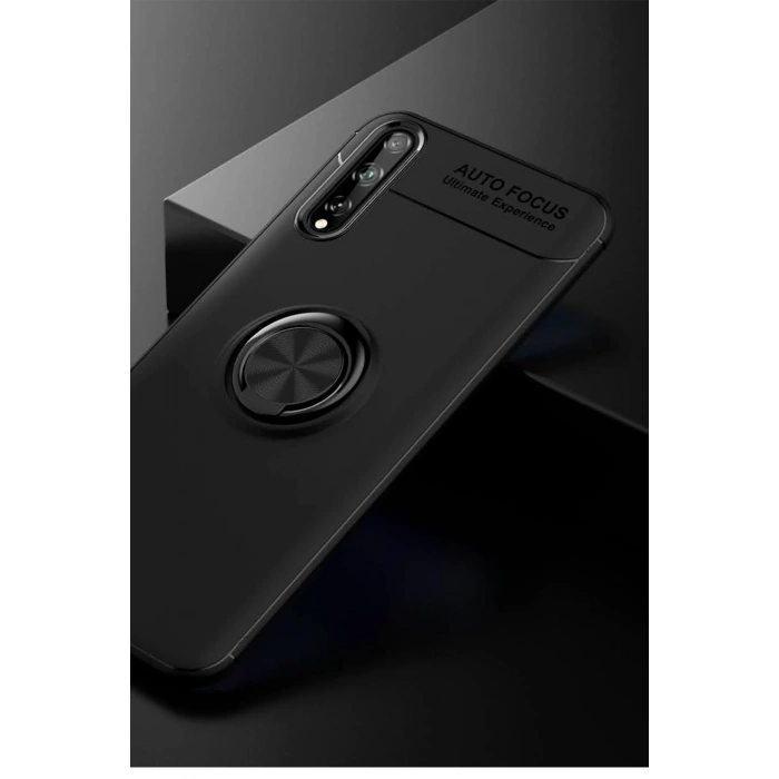 Mey İthalat®  Huawei P Smart S Kılıf Range Yüzüklü Silikon - Siyah