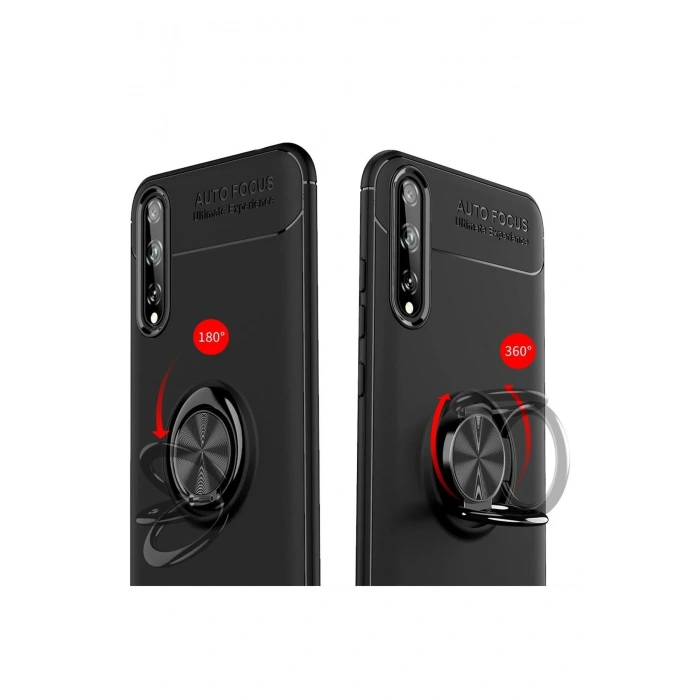 Mey İthalat®  Huawei P Smart S Kılıf Range Yüzüklü Silikon - Siyah
