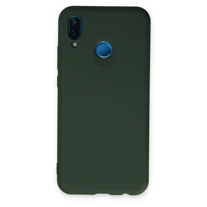 Mey İthalat®  Huawei P20 Lite Kılıf Nano içi Kadife Silikon - Koyu Yeşil